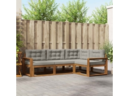 Vidaxl Conjunto De Sofás Para Exterior 4 Pcs Cinza Natural E Claro