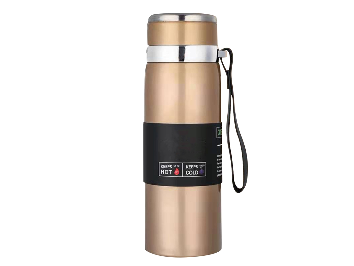 Garrafa Térmica Inox 1000ml Dourado Champanhe Portátil