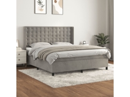Vidaxl Cama Com Molas/colchão 160x200 Cm Veludo Cinzento-claro
