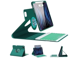 Capa Protetora Dividida Magnética Verde Escura Teclado Quadrado Retroiluminado Verde Escuro, Para Ipad De 10ª Geração De 10,9 Polegadas. Yunzii