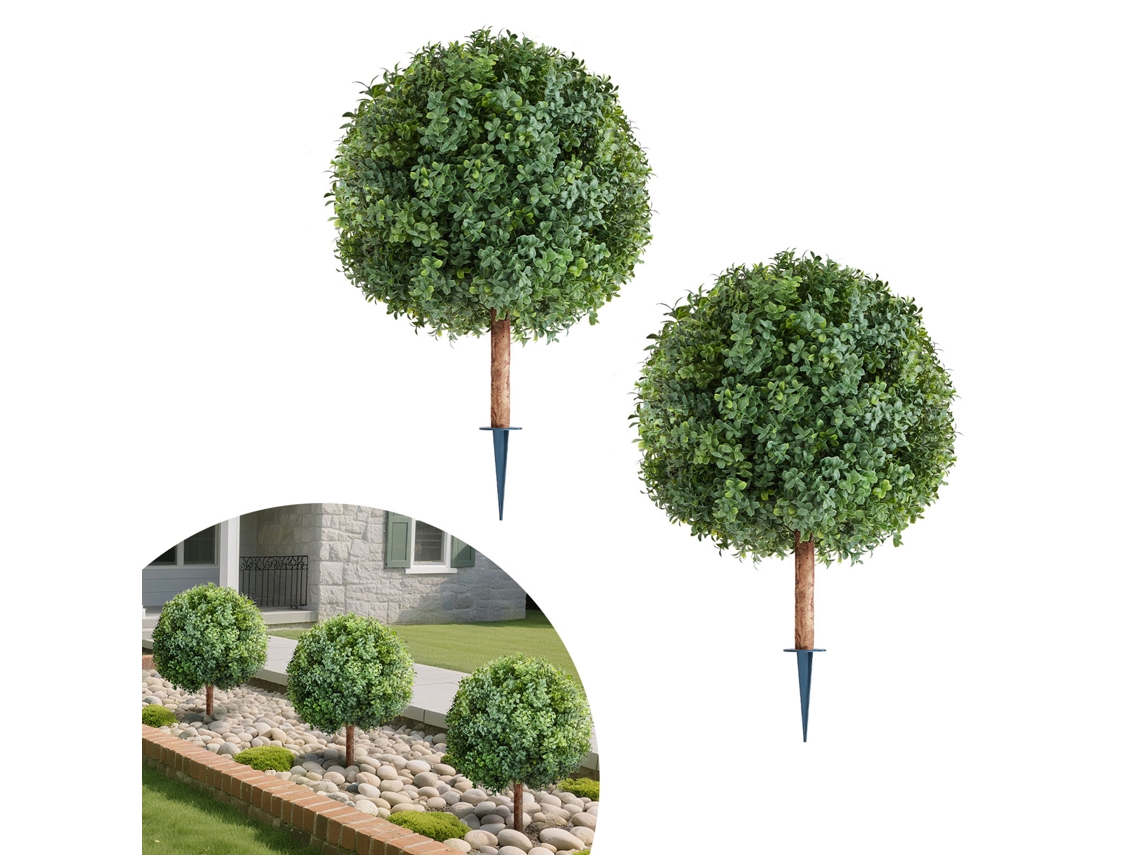 Topiária Artificial Bola De Buxo Com Estaca De Terra 400 X 400 X 686 Mm Vevor