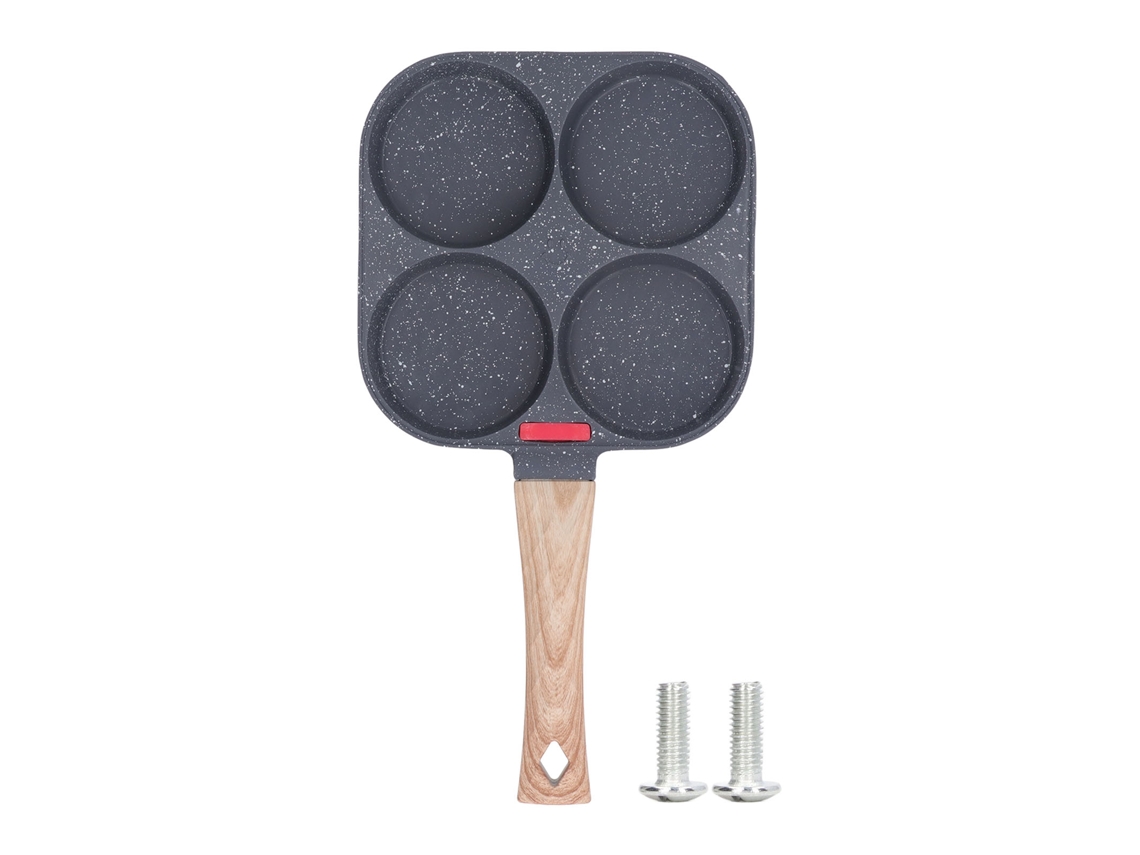 Frigideira de alumínio com silicone termossensível, 4 buracos, antiaderente, para ovos, panquecas, omeletes S/MARCA