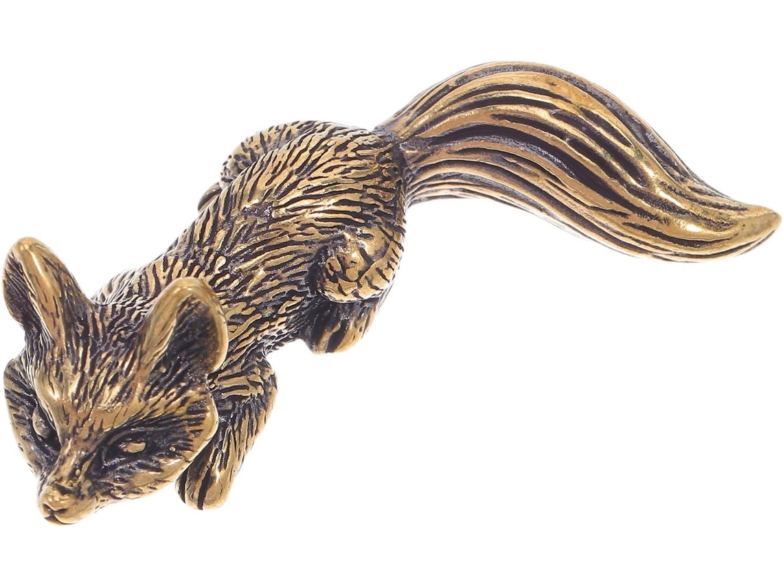 Puxador De Latão Para Porta/gaveta Com Acabamento Patinado Em Formato De Raposa. Puxador Decorativo Para Móveis.