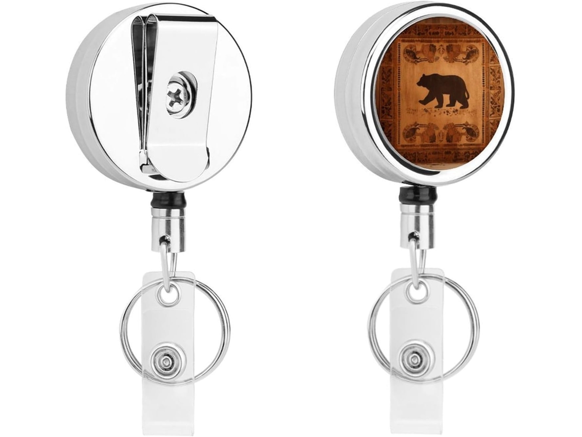 Porta Crachá Retrátil Bear, Moderno E Durável, Em Metal, Com Cordão De Nylon De 68cm, Ideal Enfermeiros E