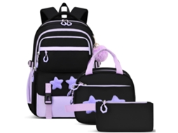Conjunto Escolar 3 Peças, Infantil, Leve Com Mochila, Cor Roxa