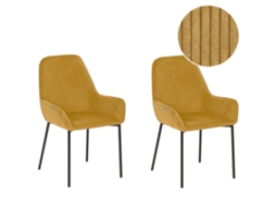 Juego De Sillas De Diseño Beliani Loverna De Pana Amarillo 54x63x87