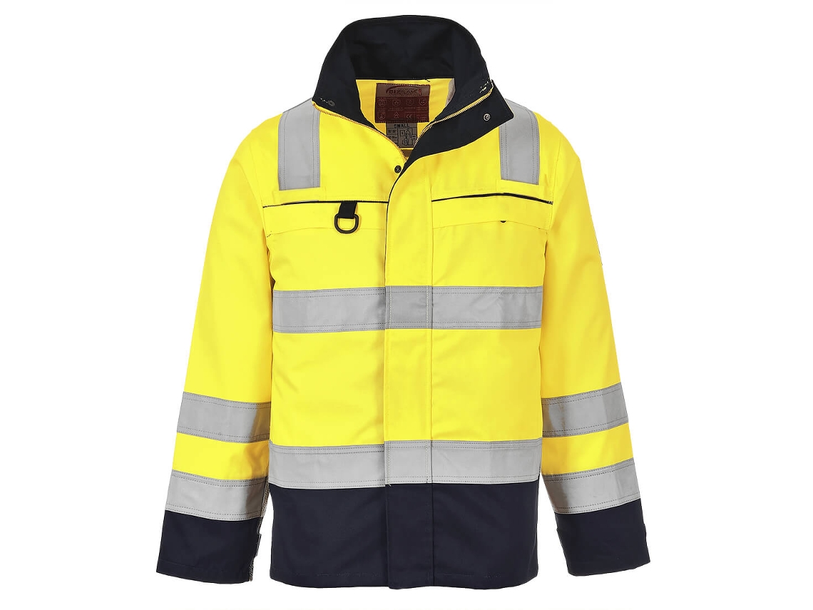 Jaqueta Multi-norm De Alta Visibilidade Para Proteção Industrial Azul Marinho E Amarelo / Xl