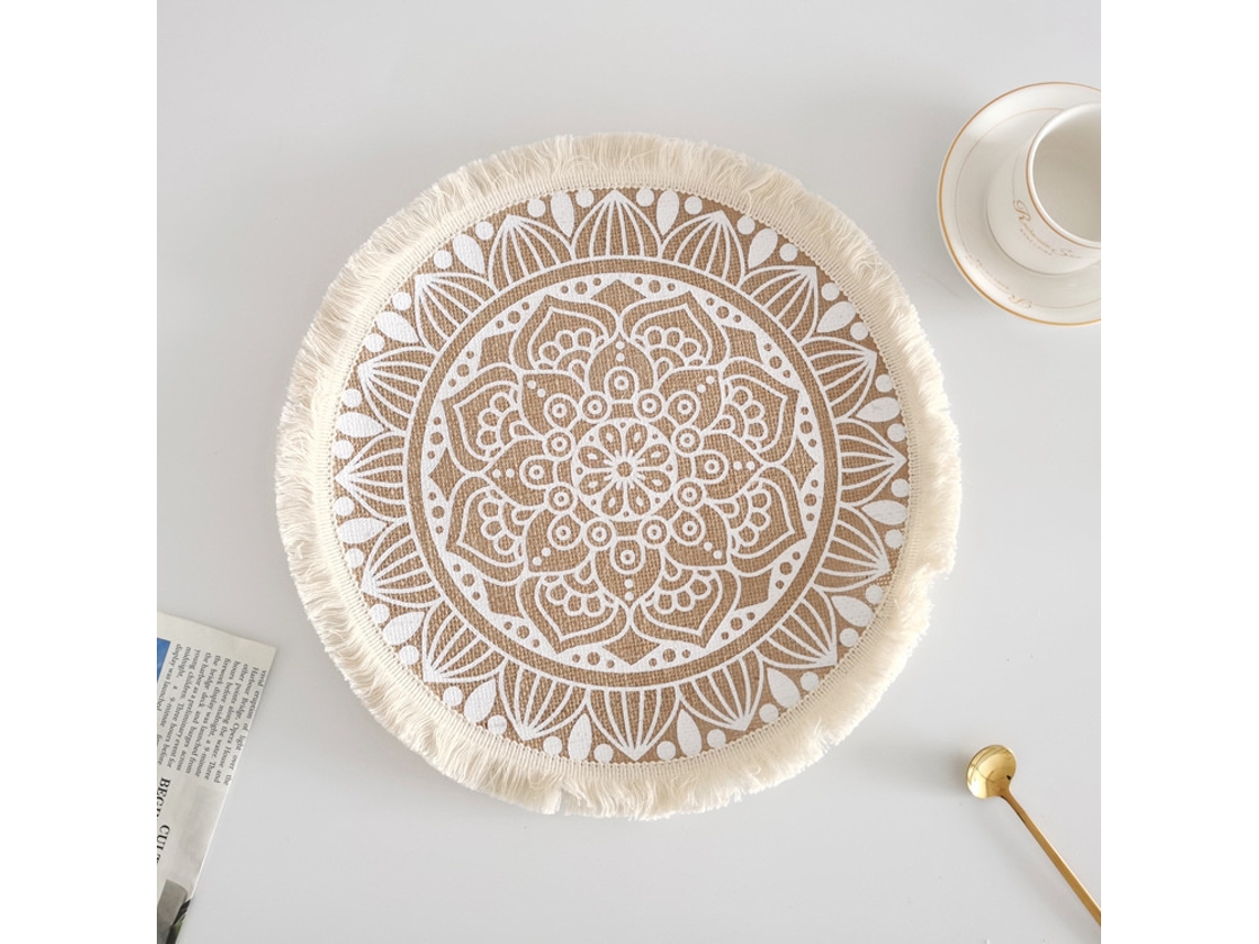 Lurelia Toalha De Mesa Linho Juta 38 Cm Borlas