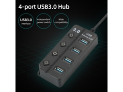 Conversor Hub Usb3.0 4 Em 1 Com 4 Portas E Interruptores De Energia Independentes Para Mouse, Teclado E Pen Drive