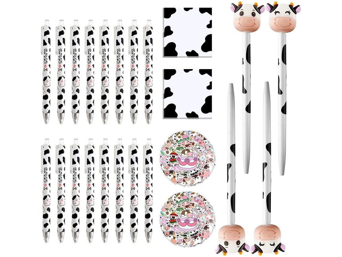 Conjunto De Canetas Com Vaca Leiteira 24 Peças, Incluindo 16 Gel