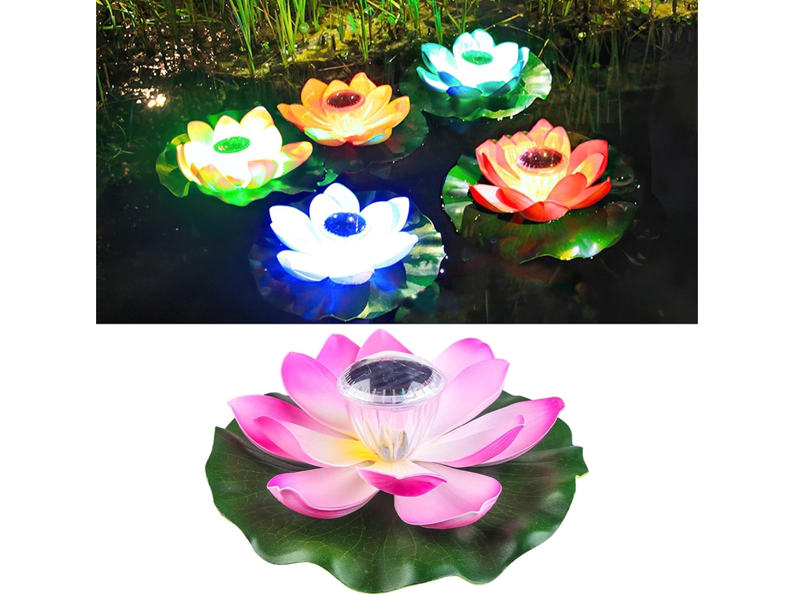 Iluminação Solar Para Lago, Luz Flutuante De Lótus, Lâmpada Solar De Lótus, Iluminação Solar Para Piscina, Decoração Com Flor De L Aquaforge