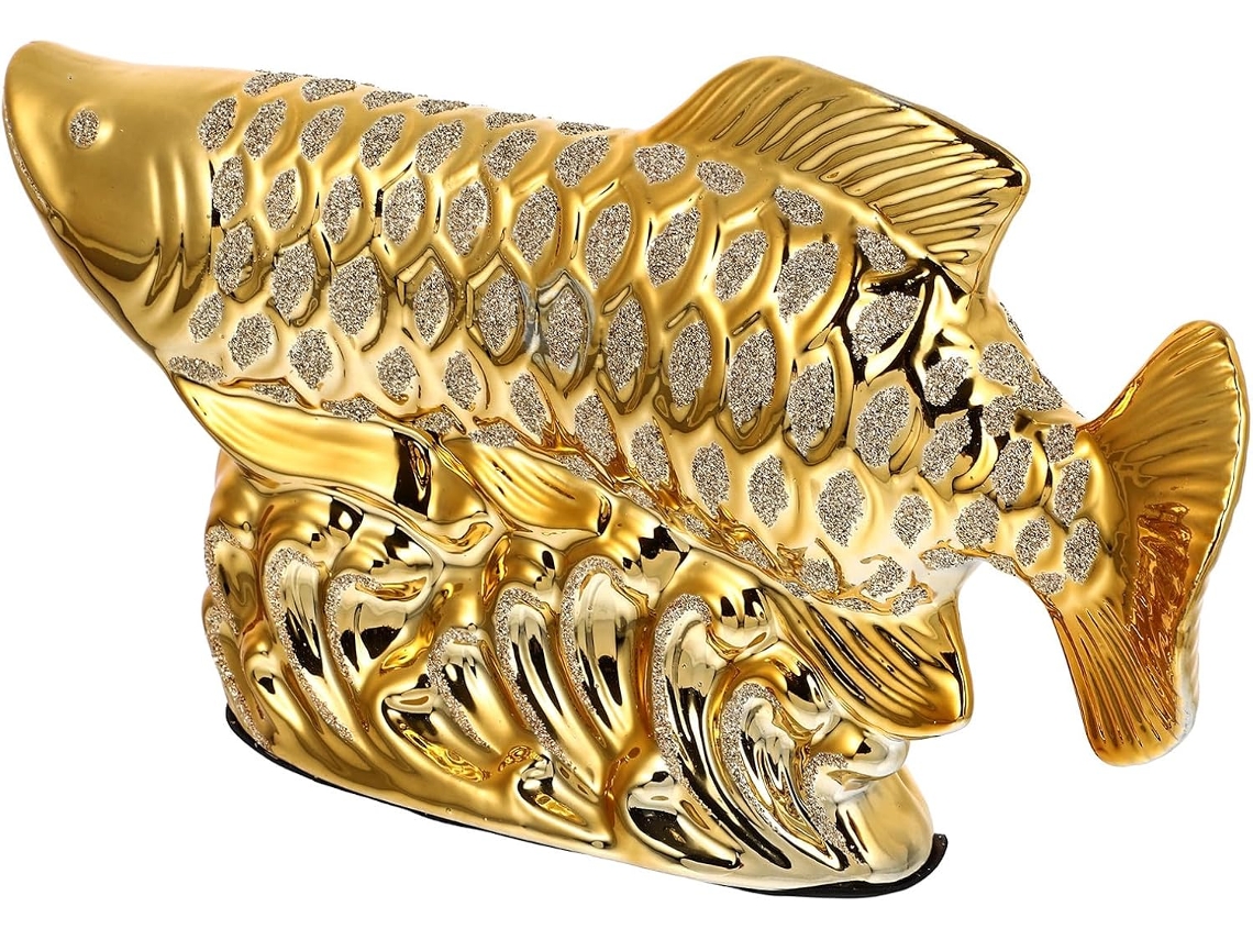 Peixe Decorativo Cerâmica Dourada Feito Ornamento Único Festivais Decoração Escritório Elegante Criativa Mesa GOKOCO