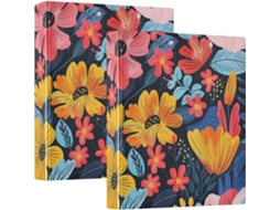 Pasta De Fichário Com Estampa Floral Colorida, 3 Argolas De 1, 5 Polegadas Com Bolsos, Pacote Com 1 2 Unidades, 200 Folhas