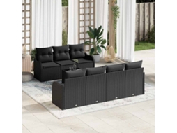 Vidaxl Conjunto De Sofá De Jardim 8 Unid. 7-número De Lugares Preto