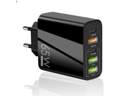 Carregador Multifunções 65w com 2 Usb c e 3 Usb a, Pd 20w