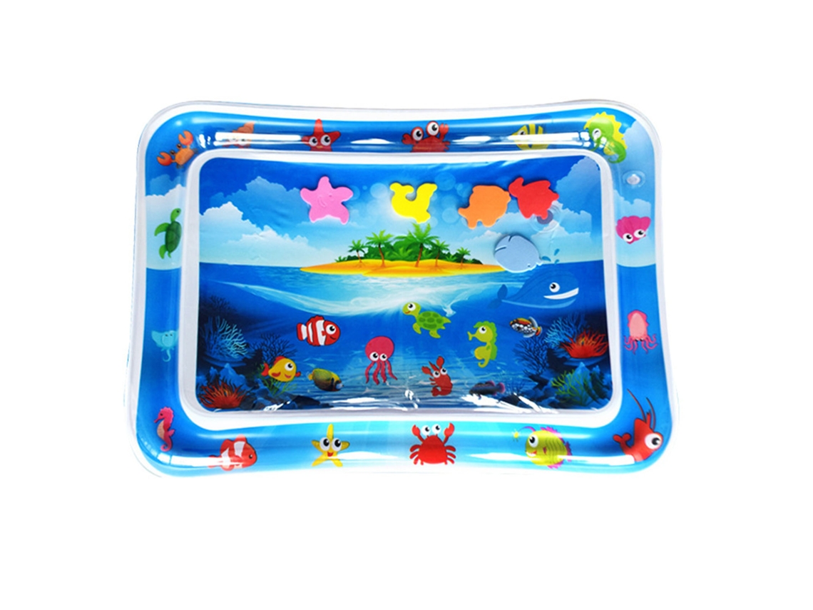 Mali colchão de Água Inflável para Bebê Padrões de Peixes Pvc Azul Ilha 70x50cm