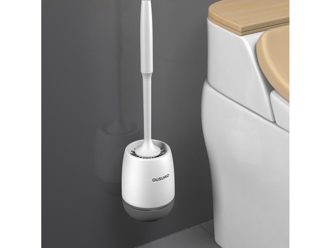 Escova Sanitária com Cabeça de Silicone Macia em Tpr, Drenagem Rápida, para Parede Ou no Chão, Acessórios para Banheiro na Cor Cinza AQUAFORGE