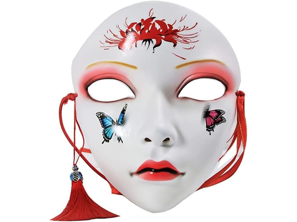 Máscara de Kitsune Kabuki Japonesa para Cosplay S/MARCA