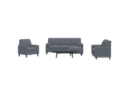 Vidaxl 4 Pcs Conjunto Sofás Com Almofadões E Rolos Veludo Cinza-escuro