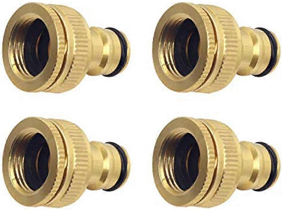4 conectores de grifo de latão para jardim, adaptador fêmea 2 em 1 de 1/2 e 3/4 polegadas com ranhuras S/MARCA