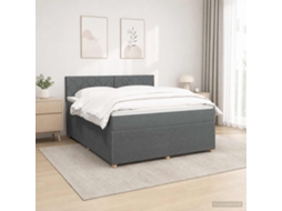 Vidaxl Cama Box Spring Com Colchão Cinzento-escuro 140 X 200 Cm Tecido