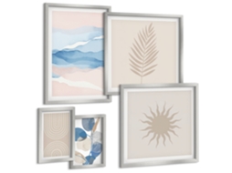 Conjunto De Pinturas Ondas Vegetais Abstratas Espelharte (5 Peças)
