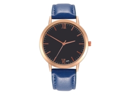 Relógio de Pulso de Quartzo com Pulseira de Couro Pu Estilo Simples Azul Royal