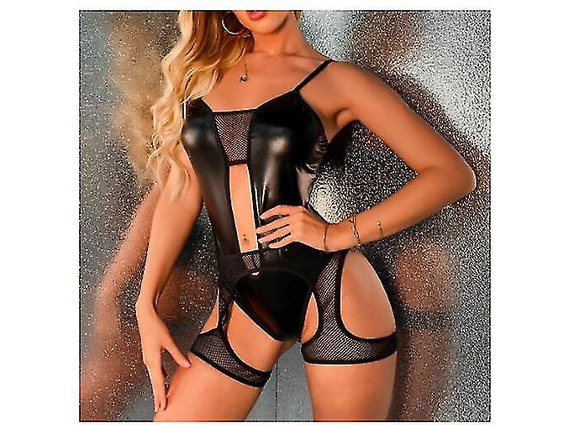 2026 body Suit Sexy de Couro Pu para Mulher com Ligas Teddy Lingerie Catsuit Pele Molhada Latex Tamanho Único