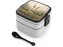 Marmita Bento De Dupla Camada Para Adultos Com Colher E Alça, À Prova De Vazamentos, Empilhável Em Uma Única Peça, Ideal
