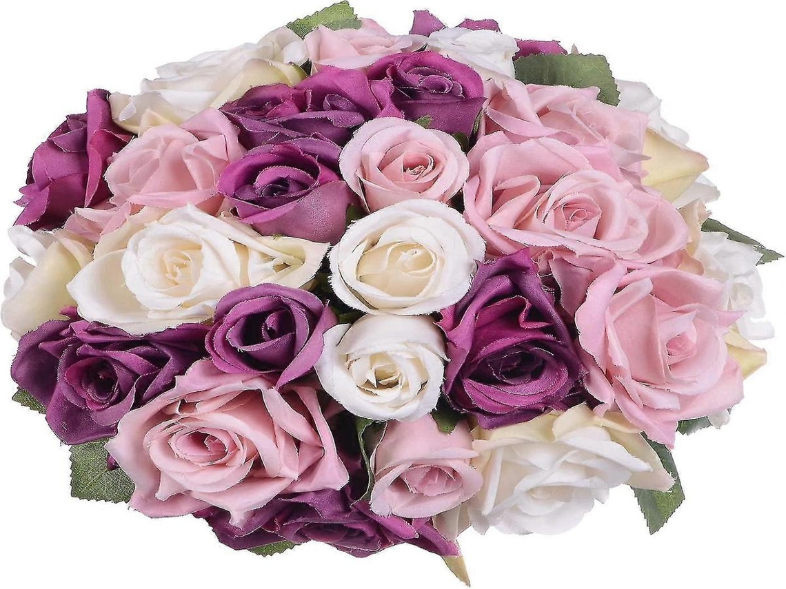 Buquê De Noiva Artificial - Pacote Com 2 Flores, 18 Cabeças - Rosa, Seda/plástico - Aspeto Realista | Lurelia
