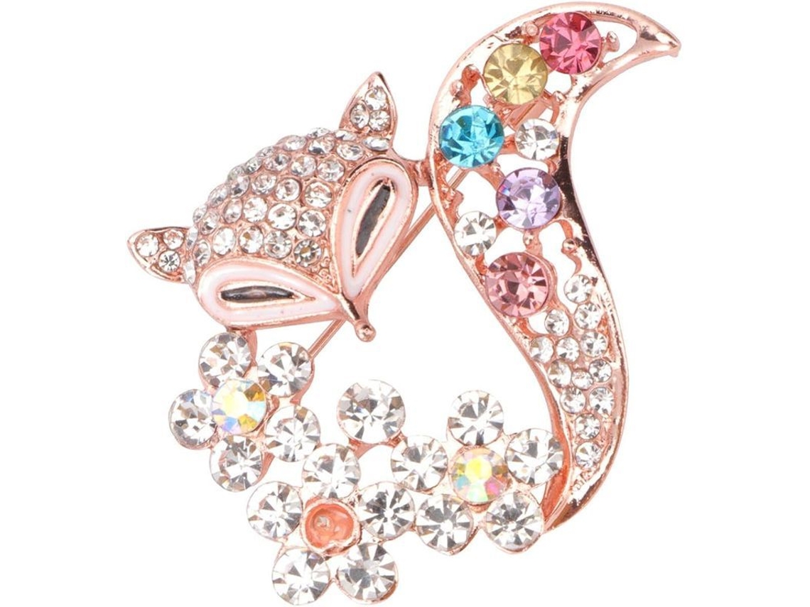 Broche Animais com Strass de Inseto e Raposa S/MARCA