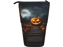 Estojo telescópico multifuncional em formato de abóbora de Halloween.