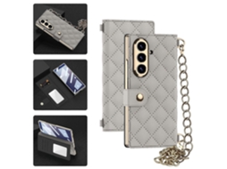 Capa De Celular Gkk Em Couro Com Textura De Diamante E Revestimento Integrado, Com Alça Transversal Para Samsung Galaxy Z Fold7 5g.