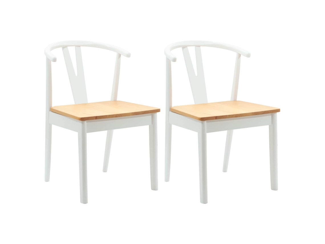 Vidaxl Cadeira De Jantar 2 Pcs Branco E Natural