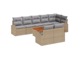 Conjunto 9 De Sofá Para Jardim Com Almofadas Vidaxl Bege Rattan Acácia