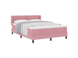 Cama Box com Cabeceira Manual Rosa 200 X 160 Cm Veludo MAISON EXCLUSIVE