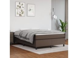 Vidaxl Estrutura De Cama Com Molas 140x190 Cm Couro Artificial Castanho