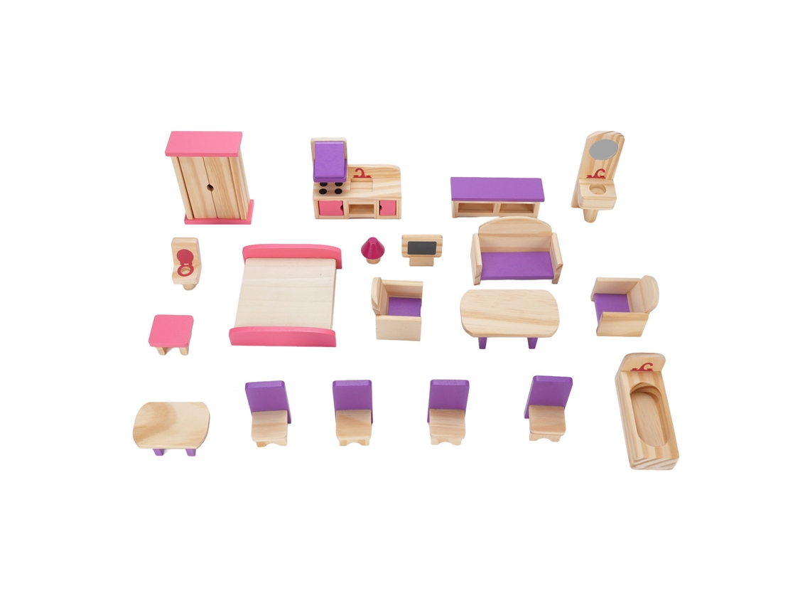 Conjunto De Móveis De Madeira Para Casa De Bonecas Miniatura Educativo Com Detalhes Exquisitos Para Crianças