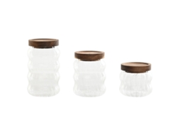 Conjunto De 3 Potes Em Casa Esprit Transparente Natural 550 Ml 750 Ml 3 Peças