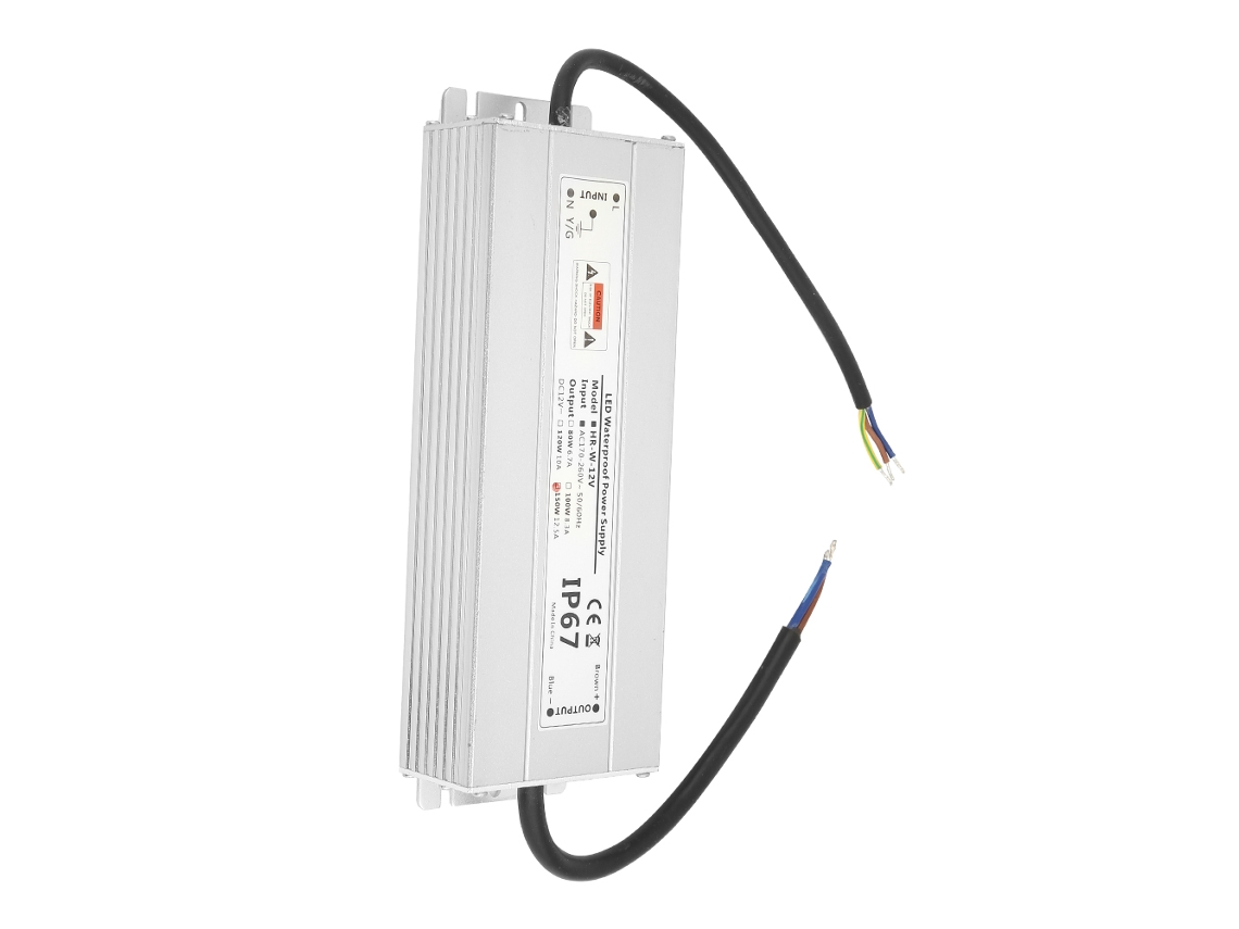 Fonte de alimentação para fita de LED 12V 150W 12,5A com proteção à prova d'água IP67
