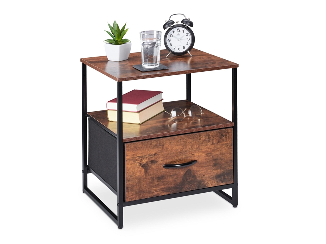 Mesa De Cabeceira Industrial Com Gaveta E Prateleira