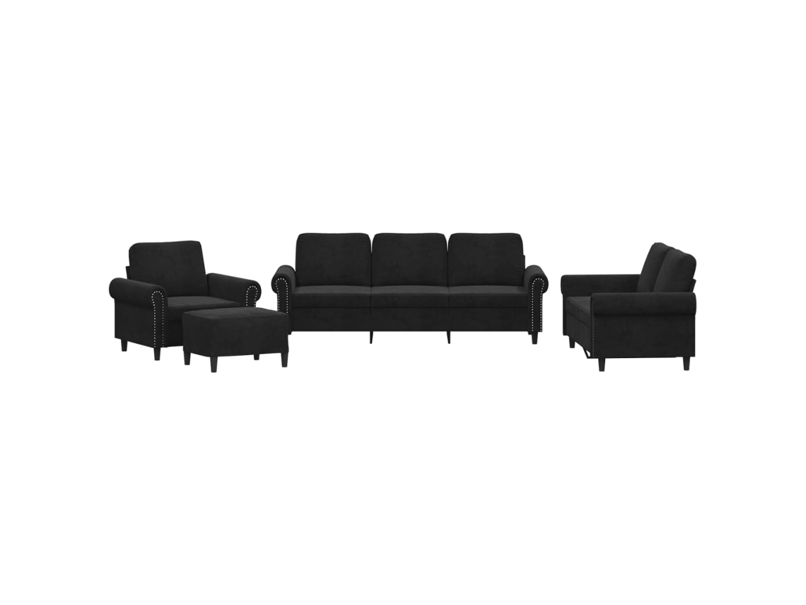 Sofa Set, Sofa Sets Vidaxl Preto Veludo (n/a)