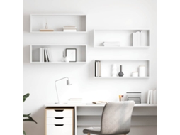 Vidaxl Estantes Parede Cúbicas 4pcs Deriv. Madeira 80x15x26,5cm Branco