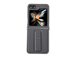 Capa De Celular Dobrável De Couro Com Fibra De Carbono E Suporte