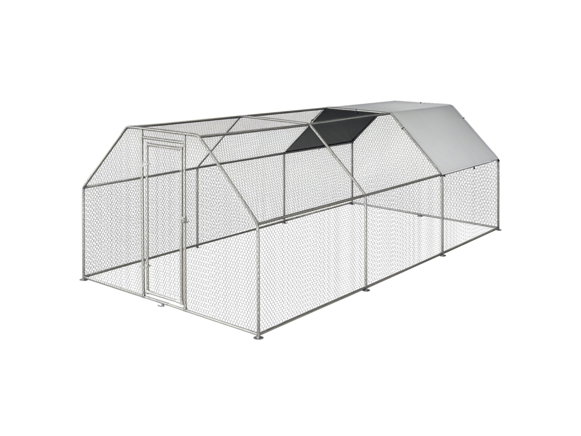 Galinheiro Impermeável De Metal Galvanizado, Com Porta E Cobertura De Tecido Oxford, 280x570x195cm