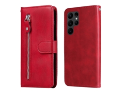 Capa De Couro Com Zíper E Textura De Bezerro Para Samsung Galaxy S23 Ultra 5g