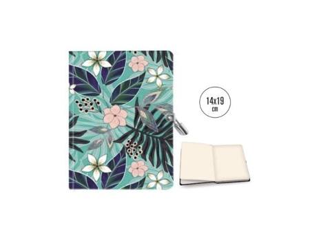 Livro Diario Con Candado 14x19 Cm Flores Azul Turquesa De Desconocido (espanhol)