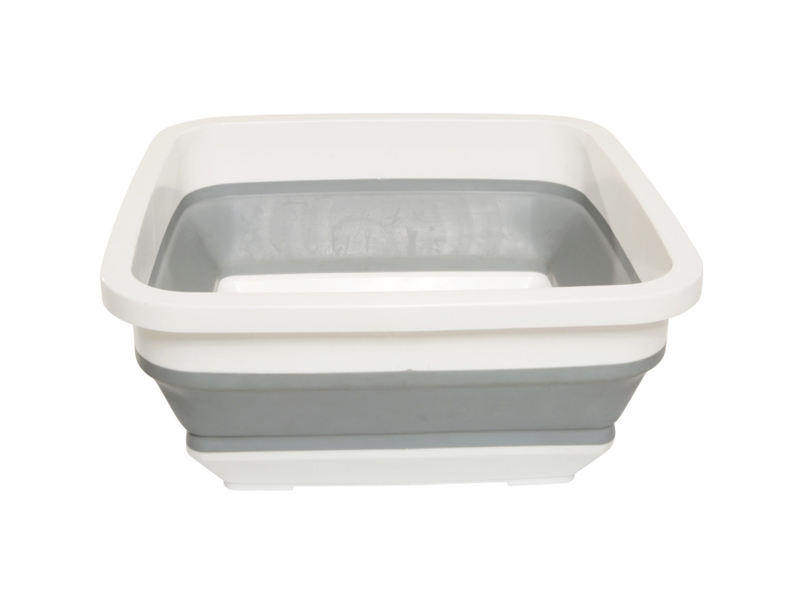 Bacia Dobrável Para Lavar Loiça – Bacia Quadrada – Bacia Retrátil – 323214,3 Cm – Branco/cinza – Plástico