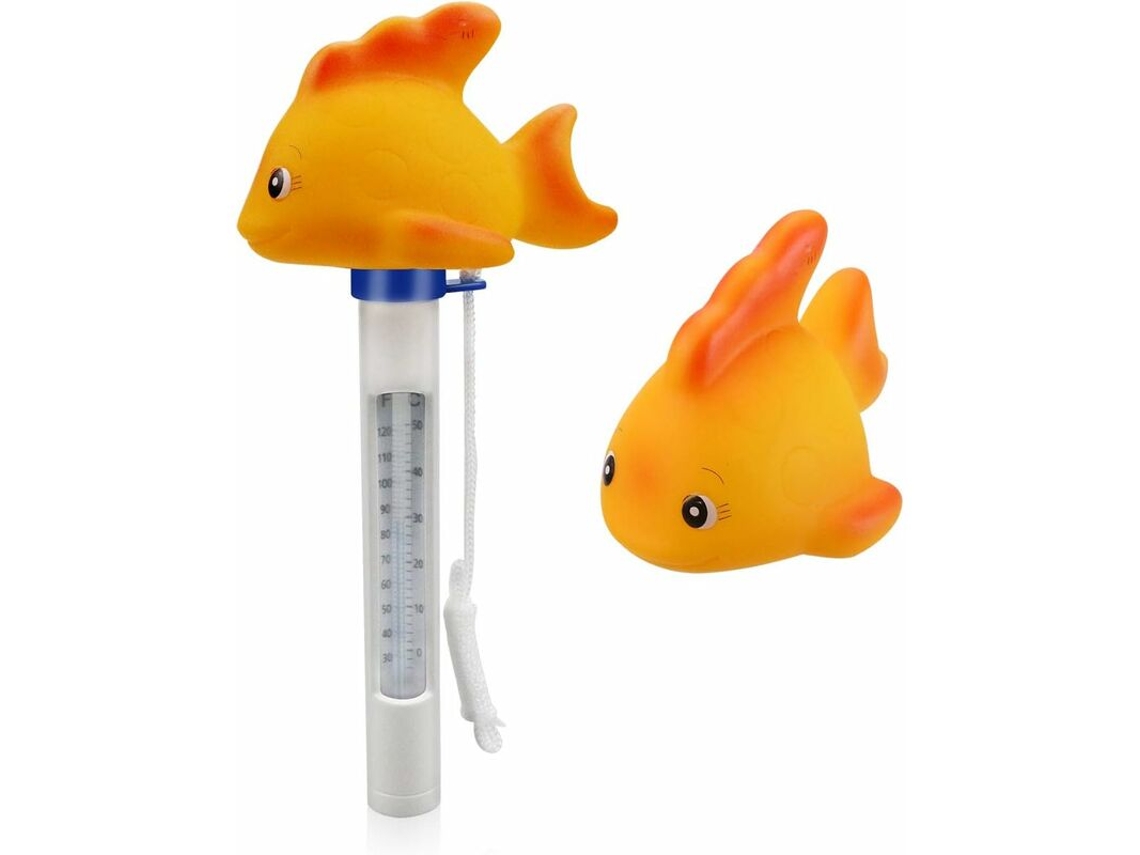 Termômetro Flutuante AQUAFORGE, Amarelo, Formato Peixe para Medir Temperatura da Água em Piscinas, Spas, Jacuzzis e Aquários