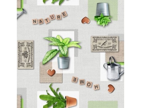 Toalha De Mesa De Plástico Por Metro Largura 140 Cm Plantas E Regador Multicolorido Doulito